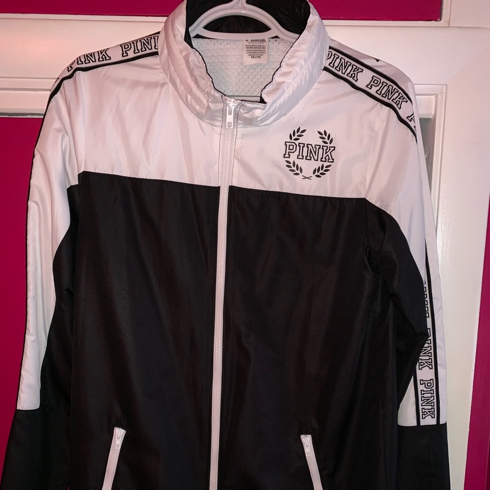 Black and white pink windbreaker